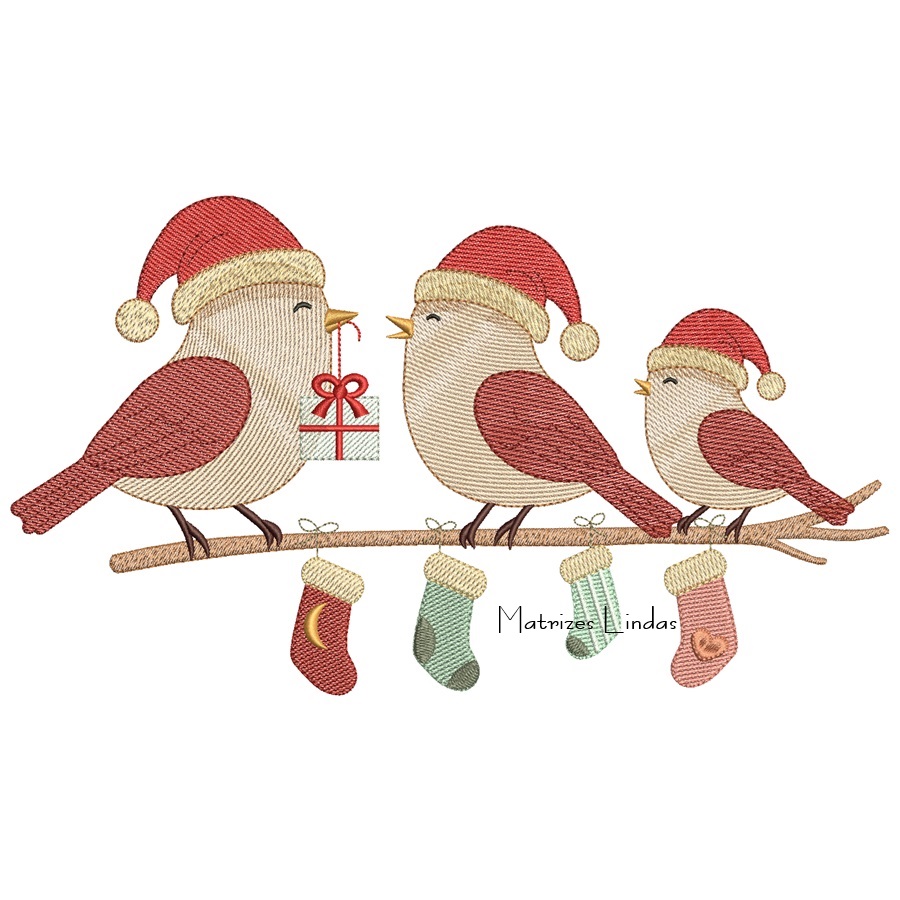 Matriz de Bordado - Passarinhos de Natal Matriz de Bordado - Passarinhos de Natal