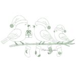 Matriz de Bordado - Passarinhos de Natal Contorno