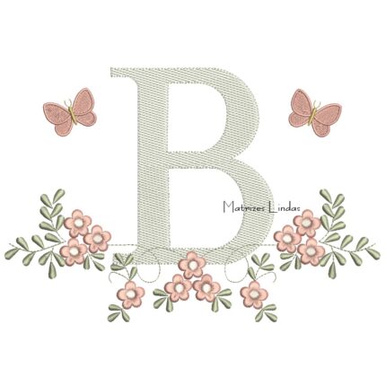 Matriz de Bordado - Letra B Raminho Flores