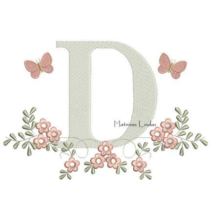 Matriz de Bordado - Letra D Raminho Flores