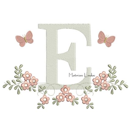 Matriz de Bordado - Letra E Raminho Flores