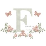 Matriz de Bordado - Letra F Raminho Flores