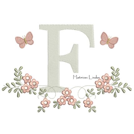 Matriz de Bordado - Letra F Raminho Flores