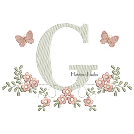 Matriz de Bordado - Letra G Raminho Flores