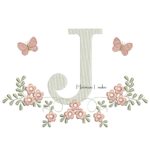 Matriz de Bordado - Letra J Raminho Flores