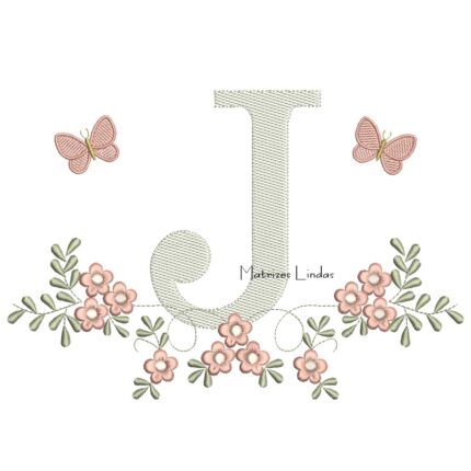 Matriz de Bordado - Letra J Raminho Flores