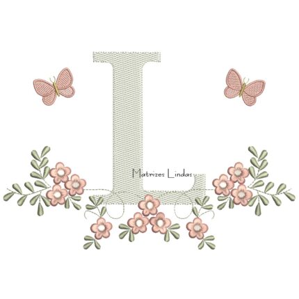 Matriz de Bordado - Letra L Raminho Flores