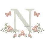 Matriz de Bordado - Letra N Raminho Flores