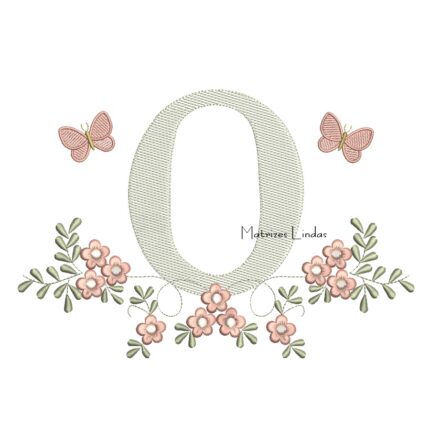Matriz de Bordado - Letra O Raminho Flores