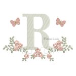 Matriz de Bordado - Letra R Raminho Flores