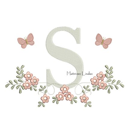 Matriz de Bordado - Letra S Raminho Flores