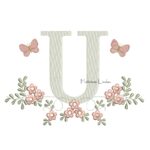 Matriz de Bordado - Letra U Raminho Flores