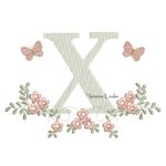 Matriz de Bordado - Letra X Raminho Flores