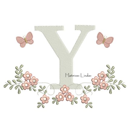 Matriz de Bordado - Letra Y Raminho Flores