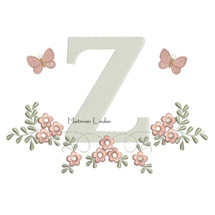 Matriz de Bordado - Letra Z Raminho Flores