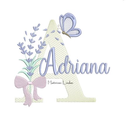 Matriz de Bordado - Nome Adriana Lavanda com Laço