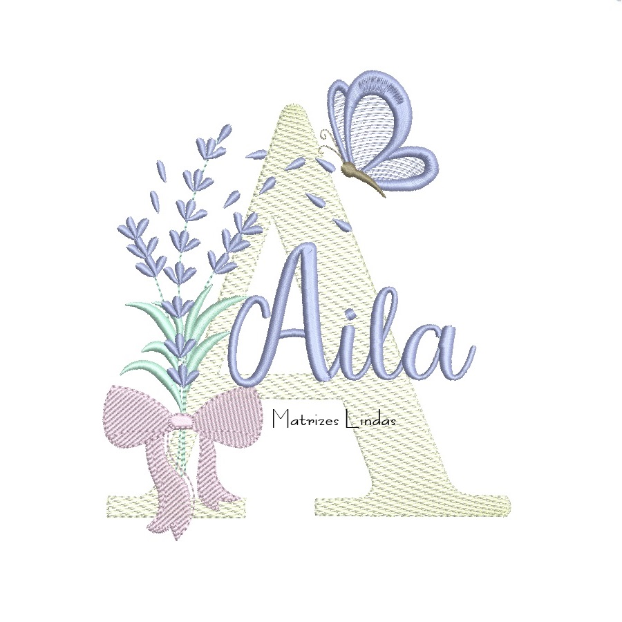 Matriz de Bordado - Nome Aila Lavanda com Laço Matriz de Bordado - Nome Aila Lavanda com Laço