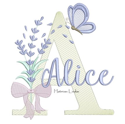 Matriz de Bordado - Nome Alice Lavanda com Laço