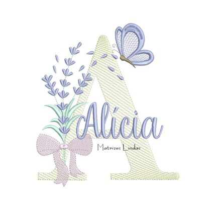 Matriz de Bordado - Nome Alícia Lavanda com Laço