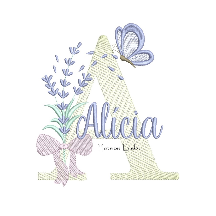 Matriz de Bordado - Nome Alícia Lavanda com Laço Matriz de Bordado - Nome Alícia Lavanda com Laço