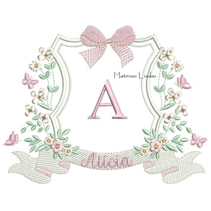 Matriz de Bordado - Nome Alícia Moldura Flores