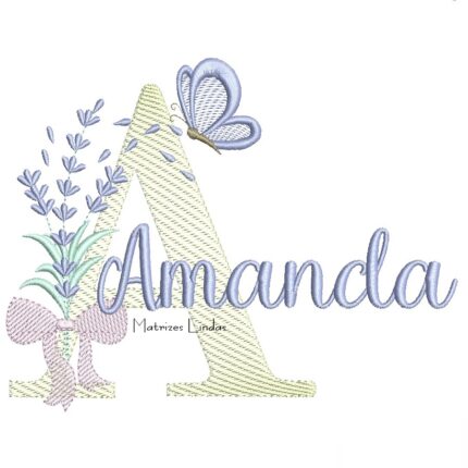 Matriz de Bordado - Nome Amanda Lavanda com Laço