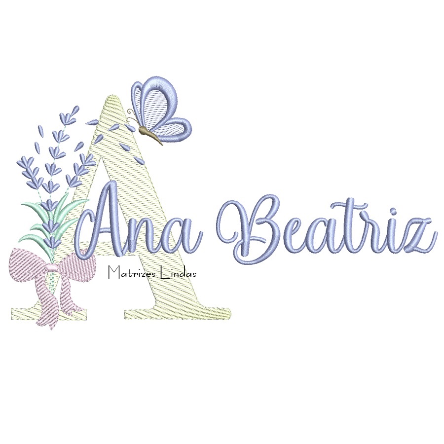 Matriz de Bordado - Nome Ana Beatriz Lavanda com Laço Matriz de Bordado - Nome Ana Beatriz Lavanda com Laço