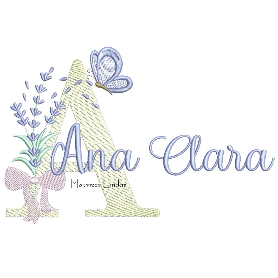 Matriz de Bordado - Nome Ana Clara Lavanda com Laço Matriz de Bordado - Nome Ana Clara Lavanda com Laço