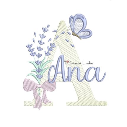 Matriz de Bordado - Nome Ana Lavanda com Laço