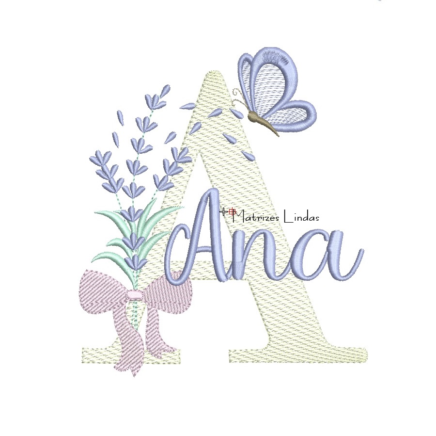 Matriz de Bordado - Nome Ana Lavanda com Laço Matriz de Bordado - Nome Ana Lavanda com Laço