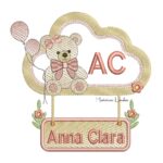 Matriz de Bordado - Nome Anna Clara com Ursinha na Moldura