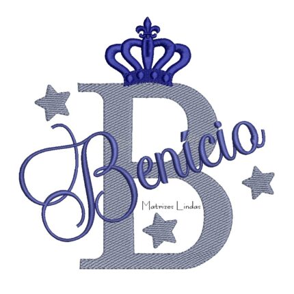 Matriz de Bordado - Nome Benício Sobreposto com Coroa