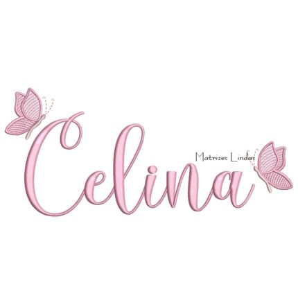 Matriz de Bordado - Nome Celina com Borboletas