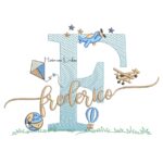Matriz de Bordado - Nome Frederico com Brinquedos