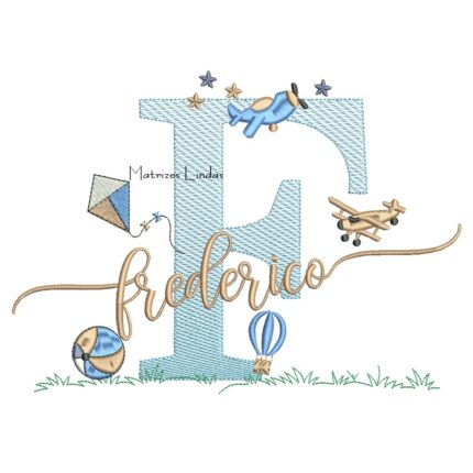Matriz de Bordado - Nome Frederico com Brinquedos