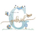 Matriz de Bordado - Nome Gabriel com Brinquedos