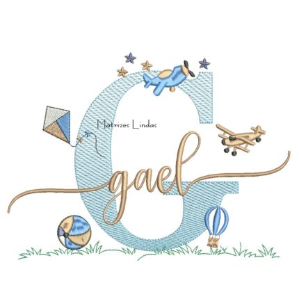 Matriz de Bordado - Nome Gael com Brinquedos