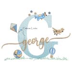 Matriz de Bordado - Nome George com Brinquedos