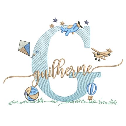 Matriz de Bordado - Nome Guilherme com Brinquedos