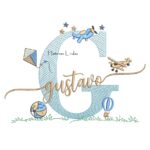 Matriz de Bordado - Nome Gustavo com Brinquedos