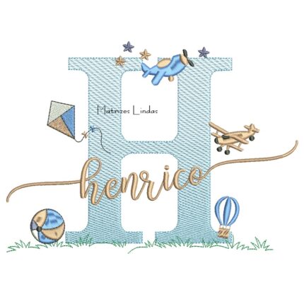 Matriz de Bordado - Nome Henrico com Brinquedos