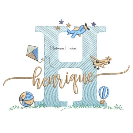 Matriz de Bordado - Nome Henrique com Brinquedos