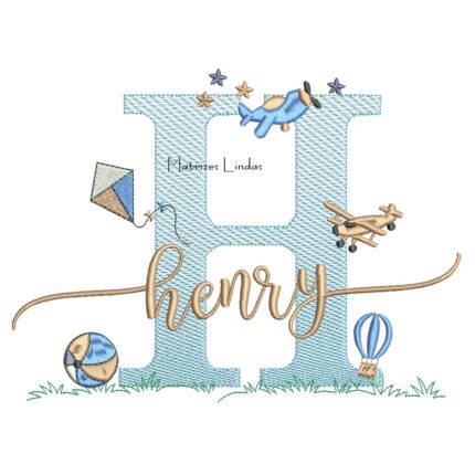 Matriz de Bordado - Nome Henry com Brinquedos