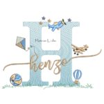 Matriz de Bordado - Nome Henzo com Brinquedos