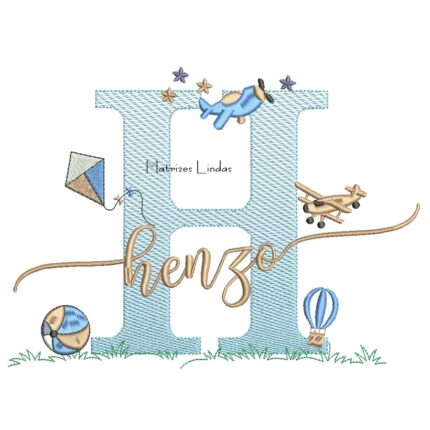 Matriz de Bordado - Nome Henzo com Brinquedos