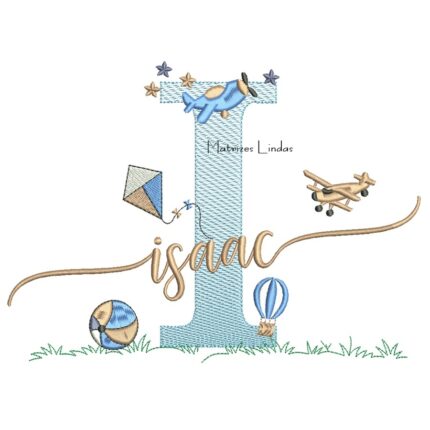 Matriz de Bordado - Nome Isaac com Brinquedos