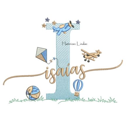 Matriz de Bordado - Nome Isaías com Brinquedos