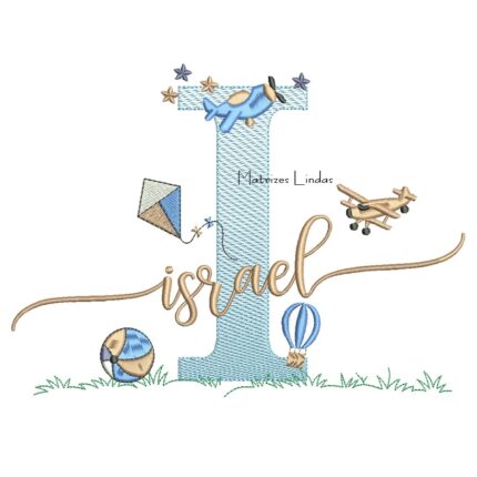 Matriz de Bordado - Nome Israel com Brinquedos