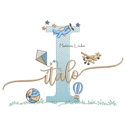 Matriz de Bordado - Nome Ítalo com Brinquedos