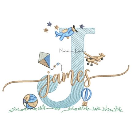 Matriz de Bordado - Nome James com Brinquedos